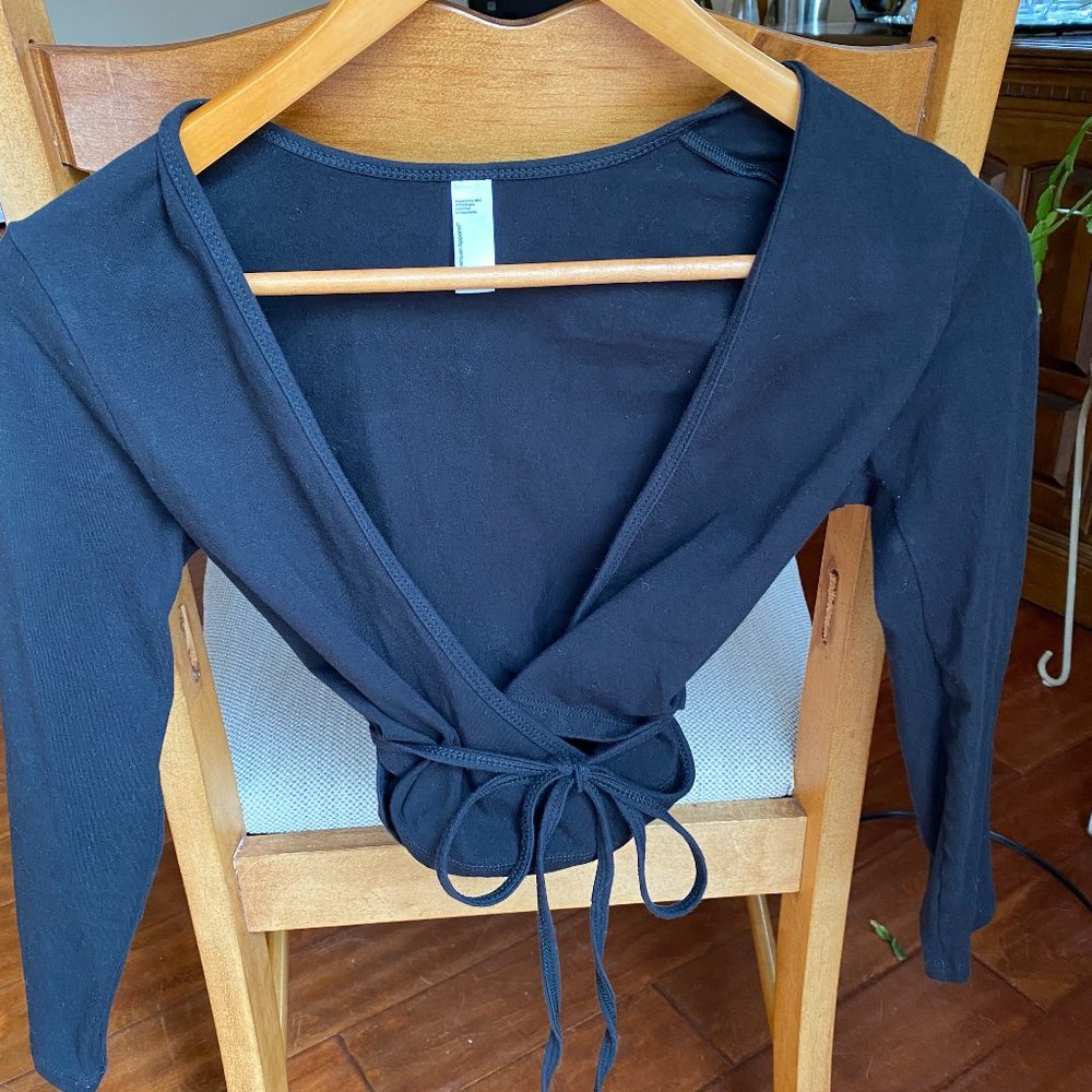 American Apparel black wrap crop top size XS
